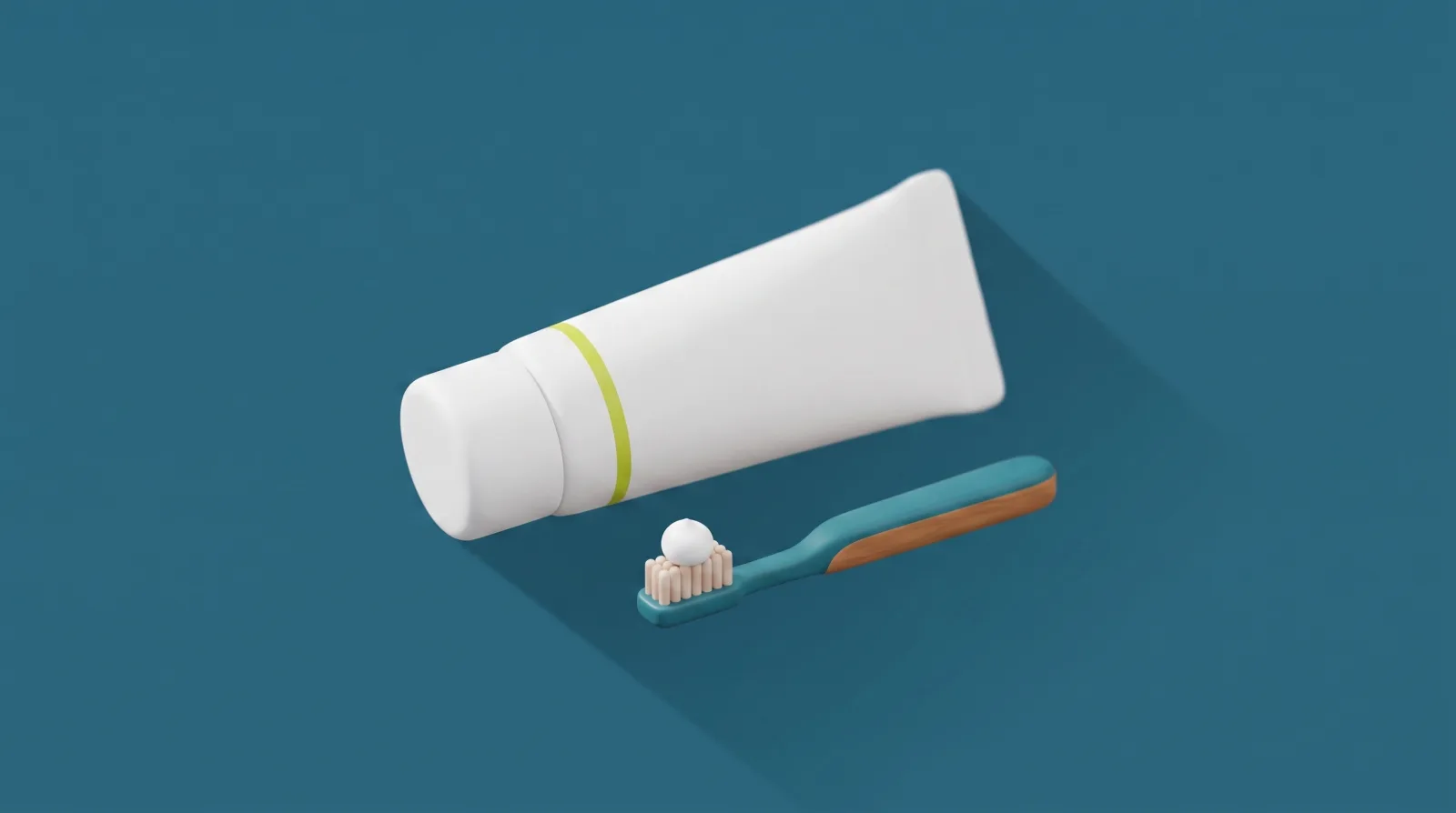 Ilustración de un tubo de pasta dental con una porción del tamaño de un chícharo sobre un cepillo