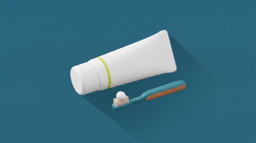 Ilustración de un tubo de pasta dental con una porción del tamaño de un chícharo sobre un cepillo